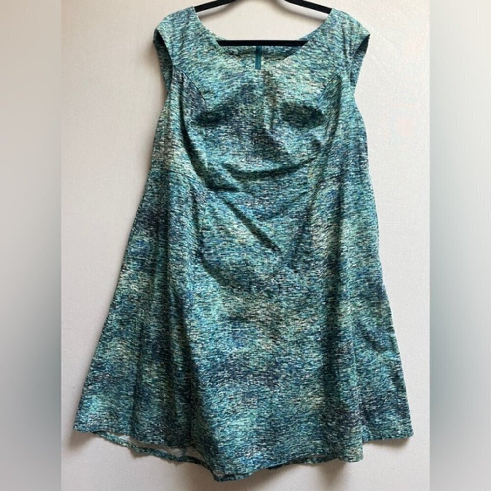 Diane Kennedy Sleeveless Cotton Stretch Print A-Line Dress Sz 0X - US M
